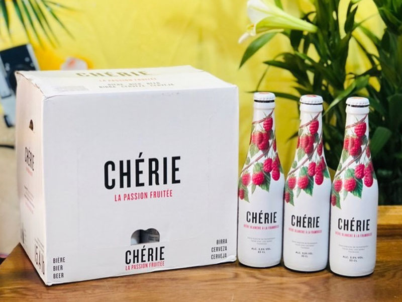 bia cherie framboise (vị mâm xôi) 3.5% bỉ