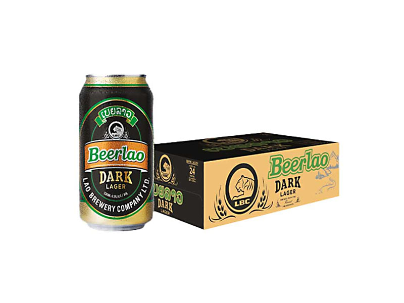 bia lao dark beer lon