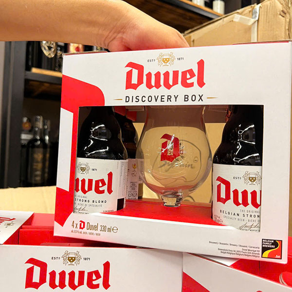 combo bia duvel 4 chai tặng 1 ly