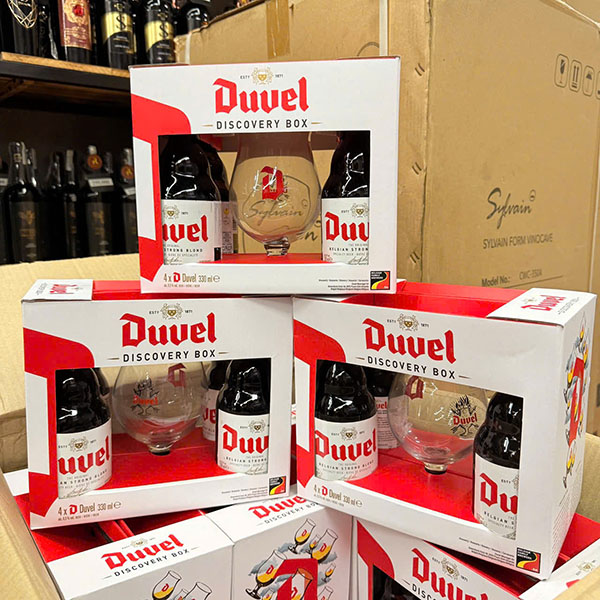 combo bia duvel 4 chai tặng 1 ly