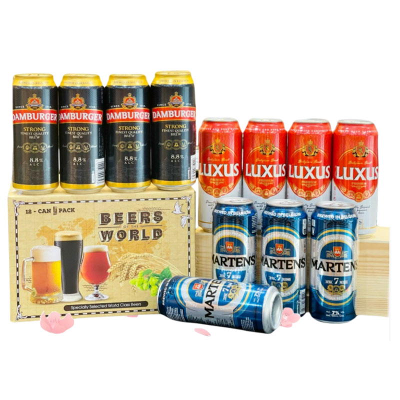 hộp quà 12 lon bia bỉ