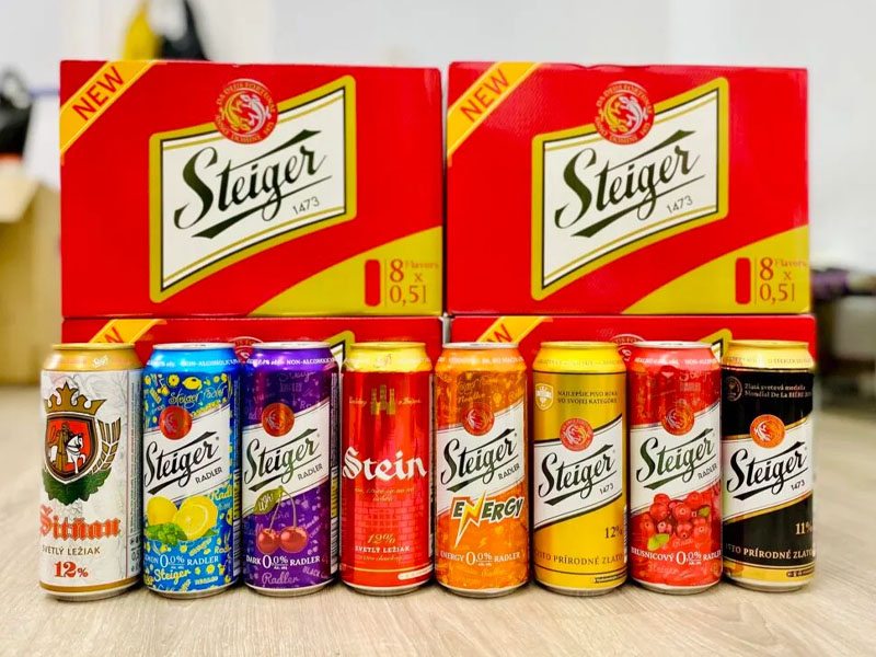 hộp quà 8 lon bia steiger tiệp hộp quà 8 lon bia steiger tiệp