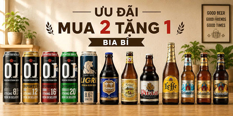 bia bán chạy nhất mùa hè 2026: ưu đãi mua 2 tặng 1 bia bỉ