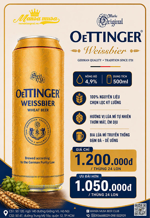 bia lon  oettinger weissbier đức 4.9