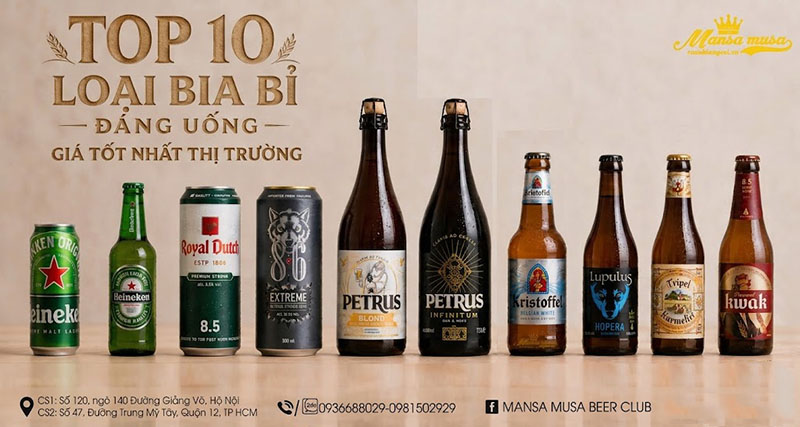top 10 loại bia bỉ đáng uống giá tốt nhất thị trường